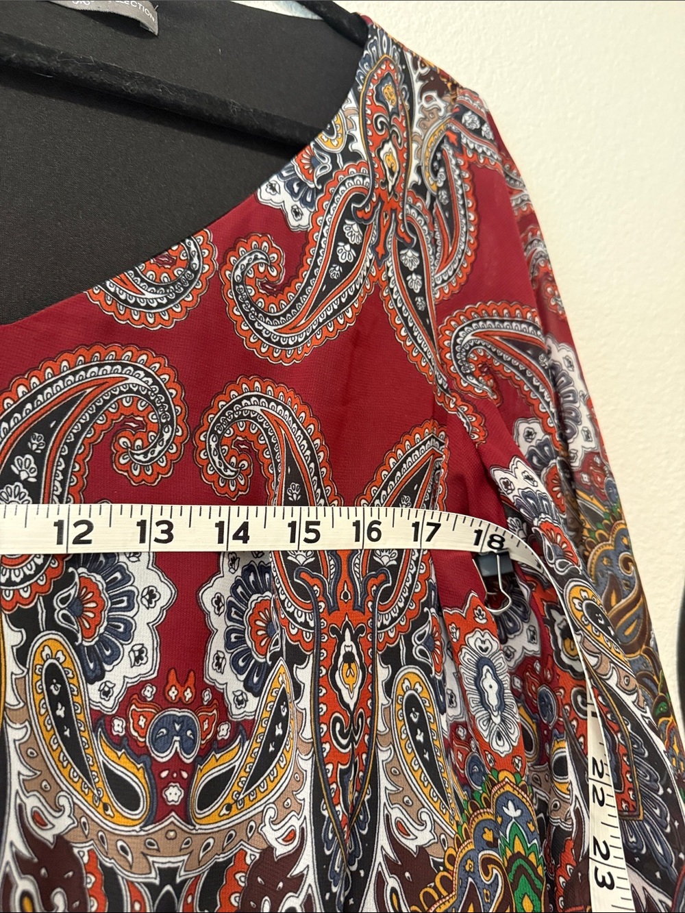Paisley V-Neck Long Sleeve Maxi Dress in Burgundy - Picture 5 of 6